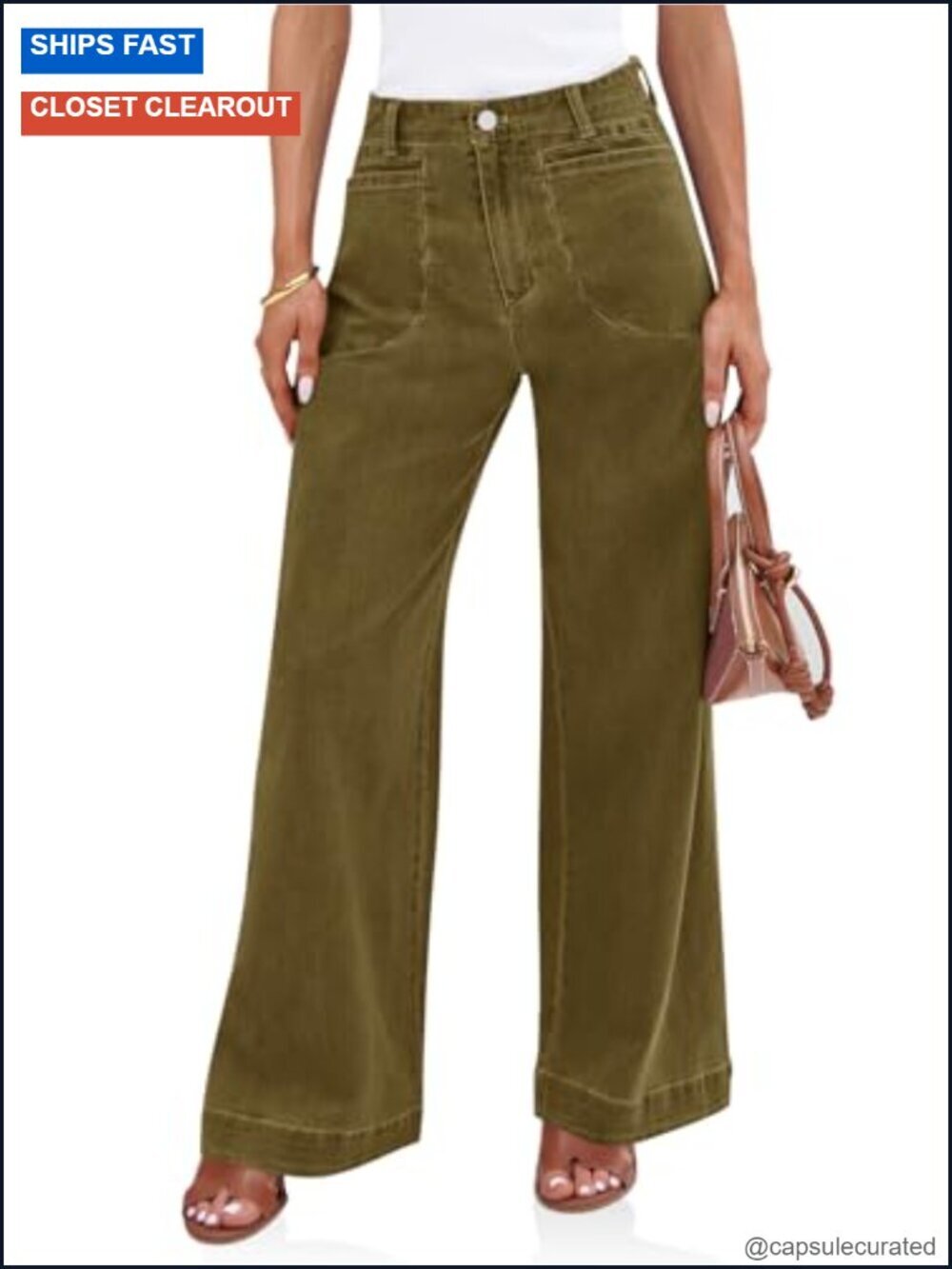 Wide Leg High Waisted Baggy Denim Pants Stretchy Loose Fit with Pockets Casual
